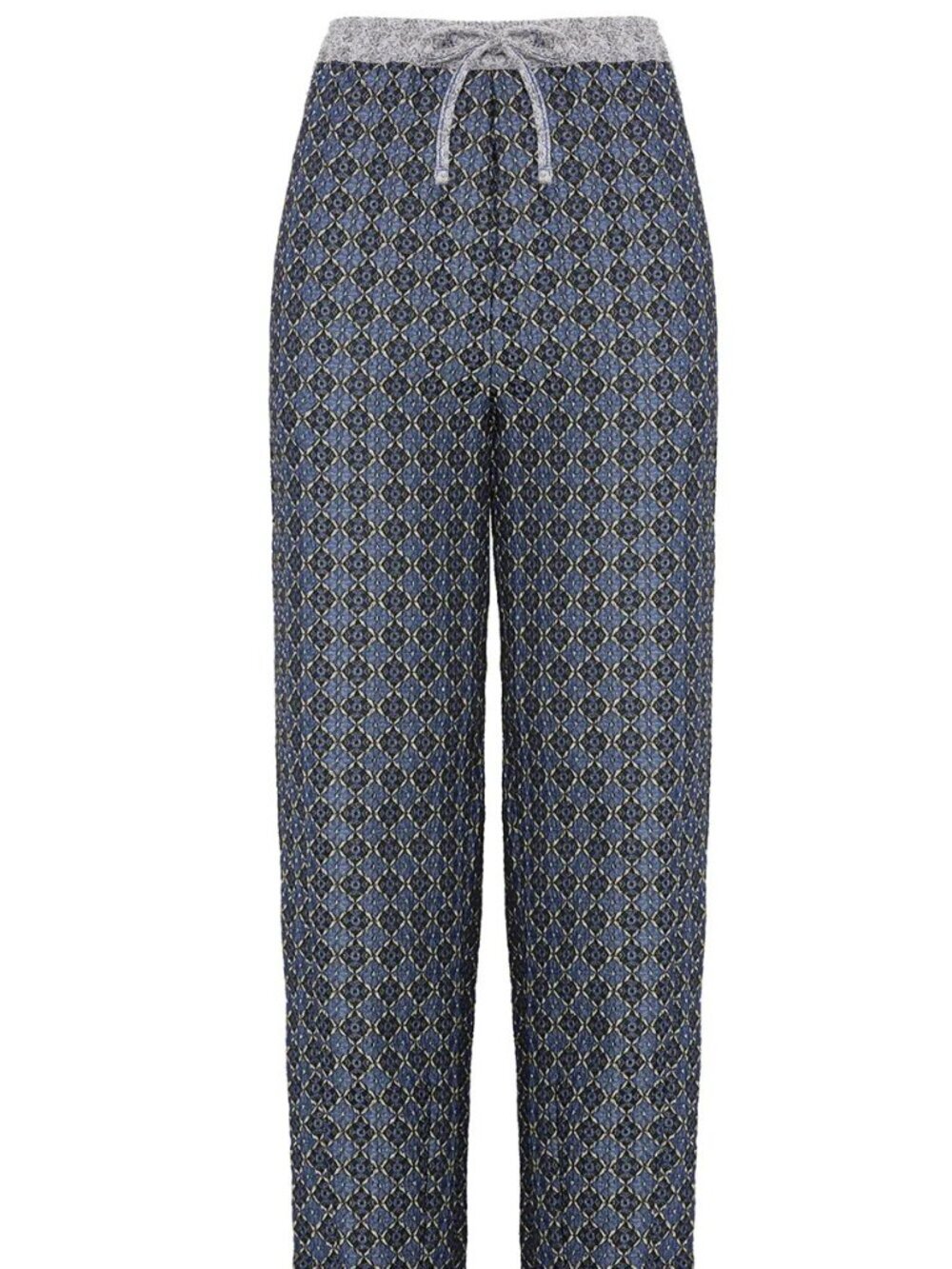 Women's Free People Harley Pant Pull-On Jacquard Navy Gray Comfy Boho size M